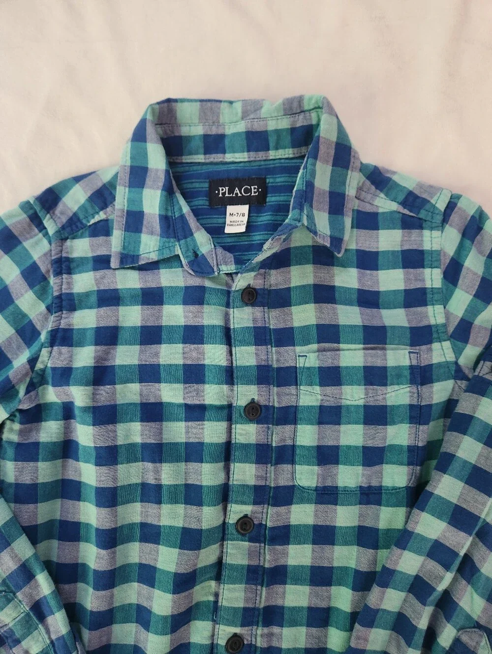 The Children's Place Teal and Blue Plaid Flannel Shirt